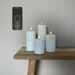 Vit Led-Blockljus - Inkl. Fjrrkontroll