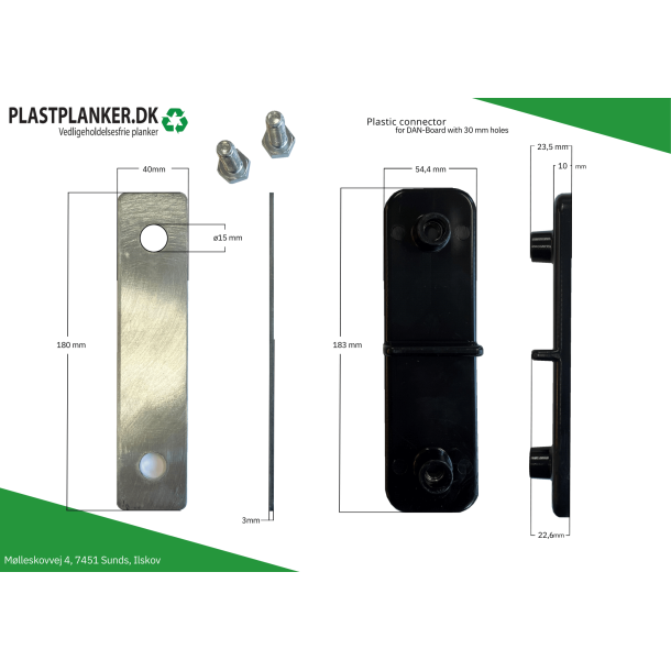 Plast connector til kreplader