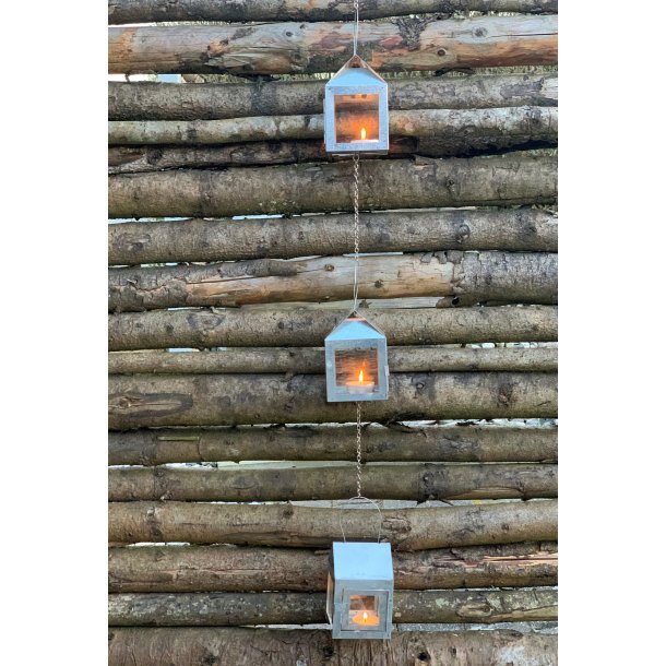 A2 Living 3 fyrfads lanterne i kde galvaniseret hjde 12 cm  indendrs/udendrs 