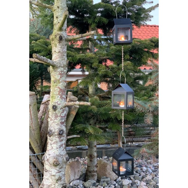 A2 Living 3 Fyrfads lanterne i kde sort hjde 12 cm indendrs/udendrs 