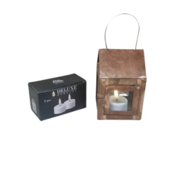 A2Living fyrfads kobber lanterne m.  DeluxeHomeart LED fyrfadslys