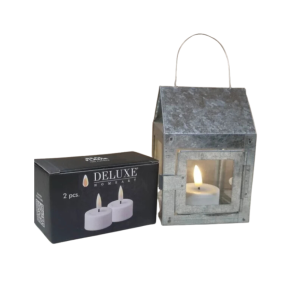 A2Living fyrfads galvaniseret  lanterne  m. DeluxeHomeart LED fyrfadslys