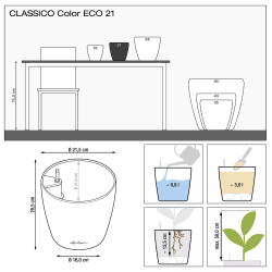 Lechuza Classico Color ECO 21 krukke til blomster med selvvandingssystem 