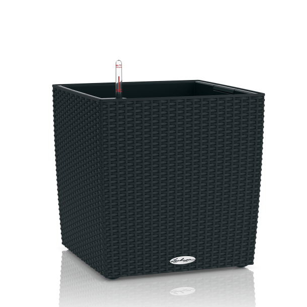 Lechuza Cube Cottage udendrs krukke til blomster med selvvandinssystem  Graphite black 40 x 40 x H40 cm