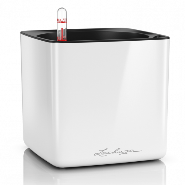 Lechuza Cube Glossy 16 indendrs krukke til blomster med selvvandingssystem 