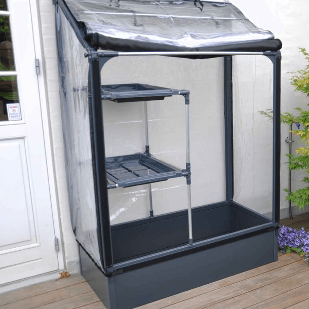 Plant tray rack incl. 2 plant trays for mounting in a high wall bed 