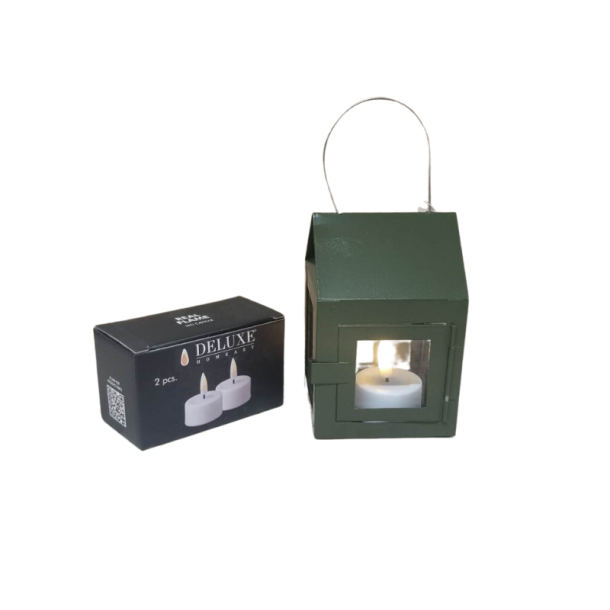 A2Living fyrfads grn lanterne m. DeluxeHomeart LED fyrfadslys
