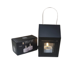 A2Living fyrfads sort lanterne m. DeluxeHomeart LED fyrfadslys