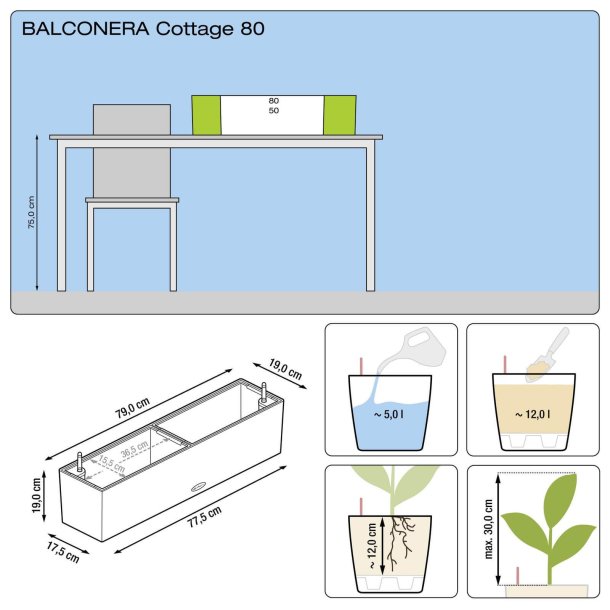 Lechuza Balconera Cottage udendrs krukke til blomster med selvvandingssystem 