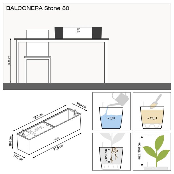 Lechuza Balconera Stone udendrs krukke til blomster med selvvandingssystem 