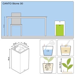 Lechuza Canto Stone High 30 udendrs krukke til blomster med selvvandingssystem 