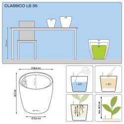 Lechuza Classico Premium LS indendrs krukke til blomster med selvvandingssystem 