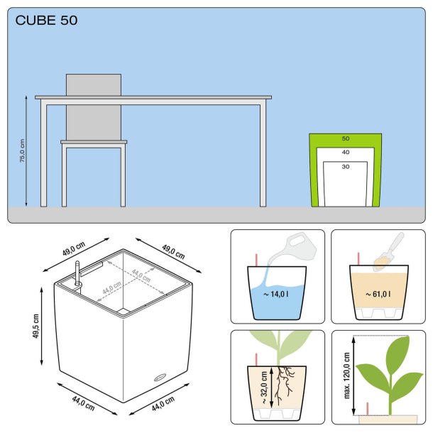 Lechuza  Cube indendrs krukke til blomster med selvvandingssystem 