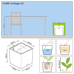Lechuza Cube Cottage udendrs krukke til blomster med selvvandinssystem 