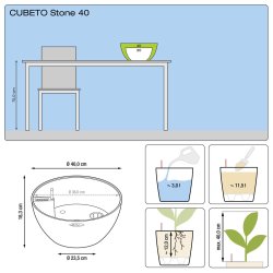 Lechuza Cubeto Stone udendrs krukke til blomster med selvvandingssystem 