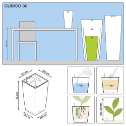Lechuza  Cubico Premium indendrs krukke til blomster med selvvandingssystem 