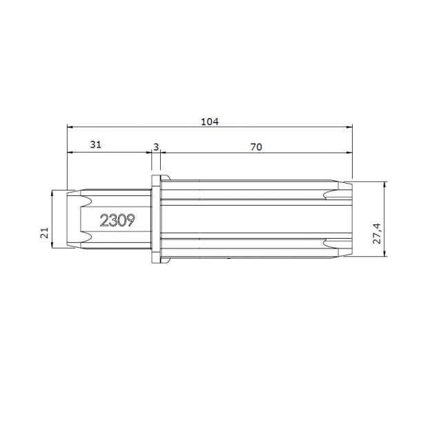 The coupling device to the square profile 50 cm bed