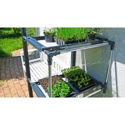 Plant tray rack incl. 2 plant trays for mounting in a high wall bed 