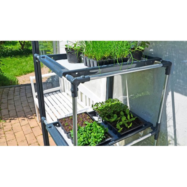 Plant tray rack incl. 2 plant trays for mounting in a high wall bed 
