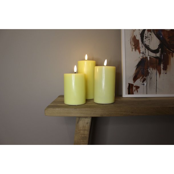 Deluxe Homeart Lys gul LED Bloklys 7,5x12,5cm - 2. sortering