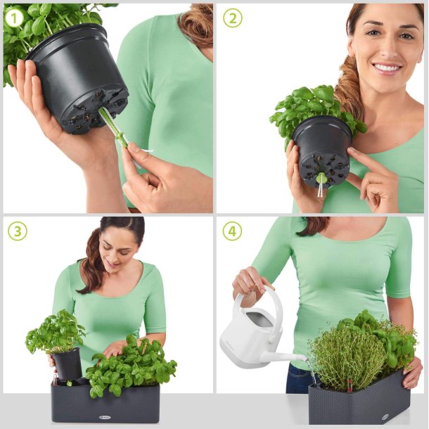 Lechuza  Cube Color Triple udend�rs krukke til blomster med selvvandingssystem 13,5