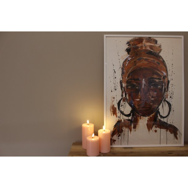 Ljusrosa Led-Blockljus 7,5X15 Cm - 2. sortering