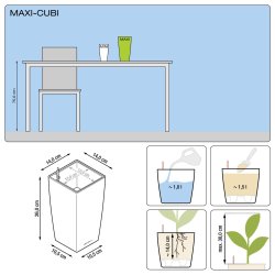 Lechuza Maxi Cubi indendrs krukke til blomster med selvvandingssystem 26
