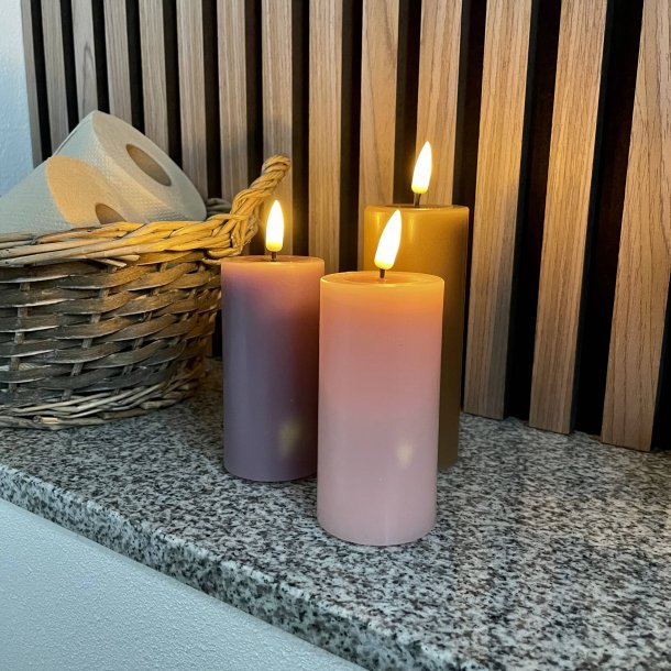 Deluxe Homeart Lys rosa LED Bloklys 5x10 cm