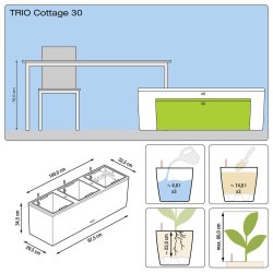 Lechuza  Trio Cottage udend�rs krukke til blomster med selvvandingssystem 