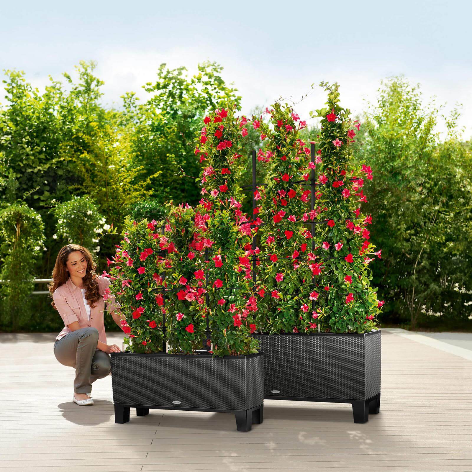 Lechuza  Trio Cottage udendørs krukke til blomster med selvvandingssystem  100 x 32 x H34 cm